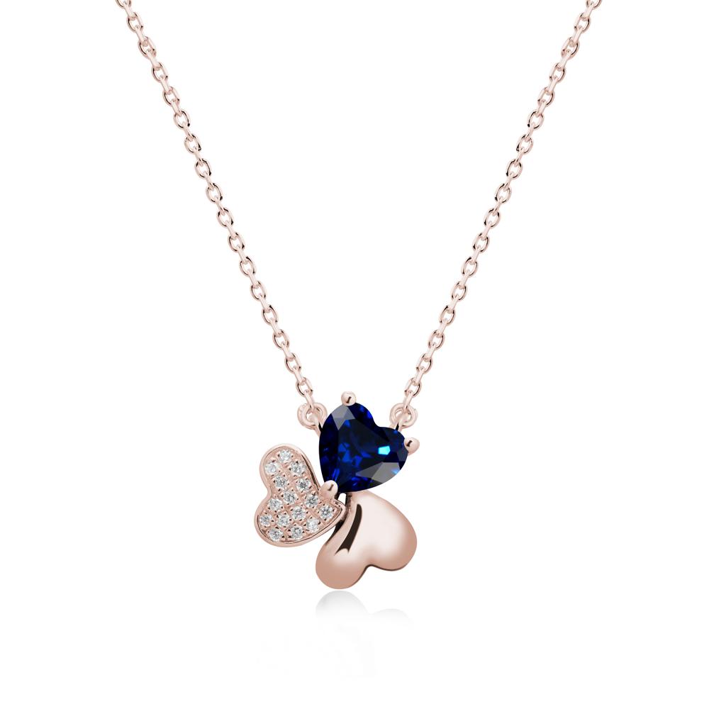 Heart Shaped Sapphire Shamrock Necklace - LUO Jewelry #metal_14k rose gold