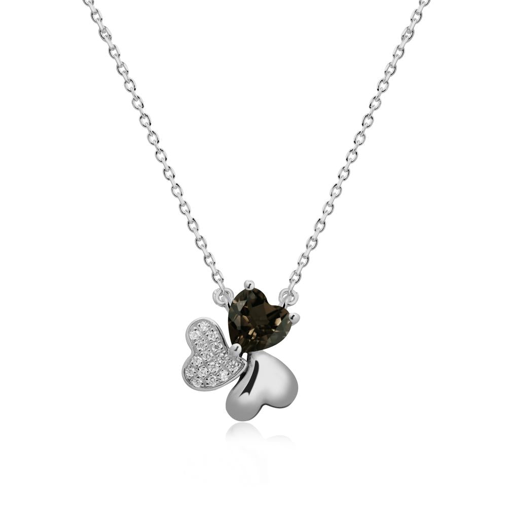 Lucky Clover Hearts Smoky Quartz Necklace - LUO Jewelry #metal_platinum