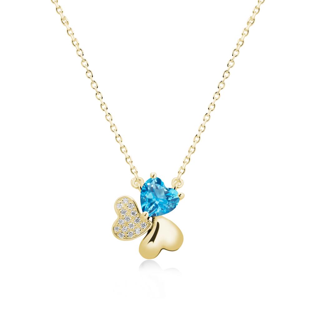 Swiss Blue Topaz Shamrock Necklace - LUO Jewelry #metal_18k yellow gold