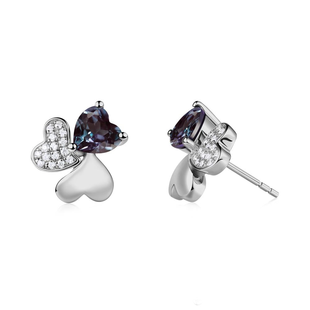 Lucky Clover Hearts Alexandrite Stud Earrings - LUO Jewelry #metal_platinum