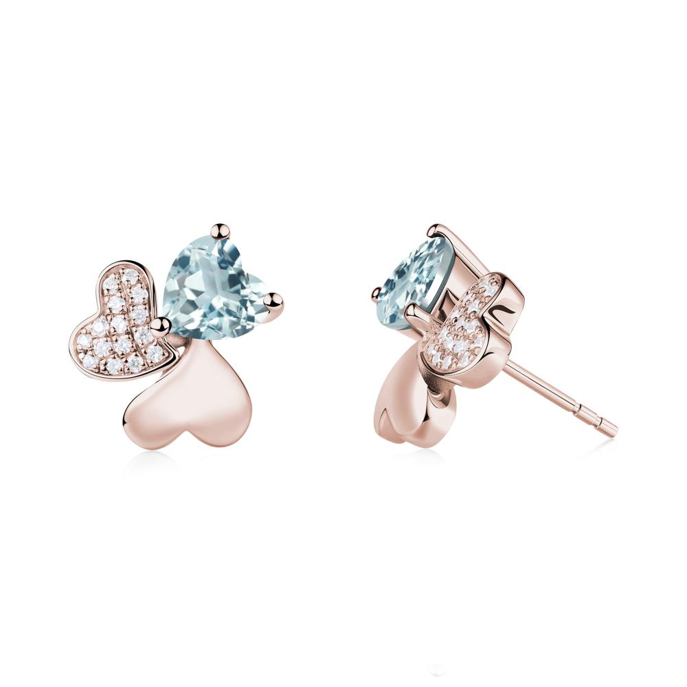Aquamarine Shamrock Stud Earrings - LUO Jewelry #metal_14k rose gold
