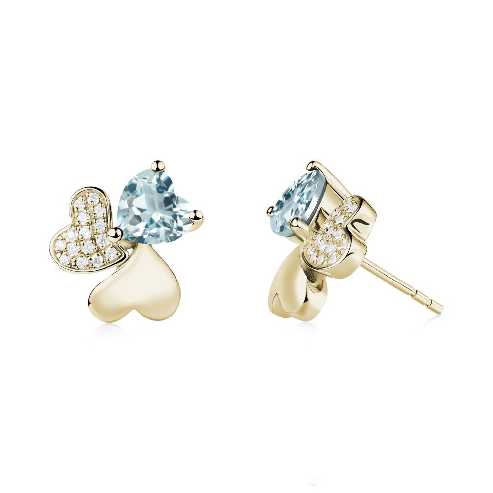 Aquamarine Shamrock Stud Earrings - LUO Jewelry #metal_14k yellow gold