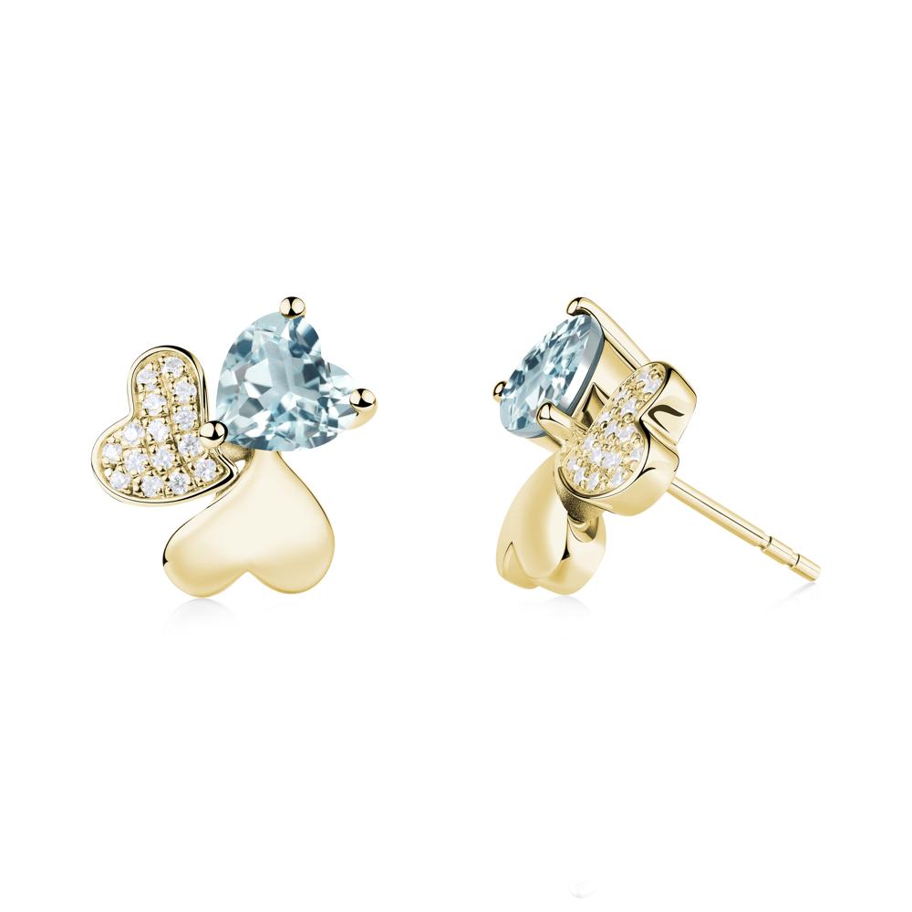 Aquamarine Shamrock Stud Earrings - LUO Jewelry #metal_18k yellow gold