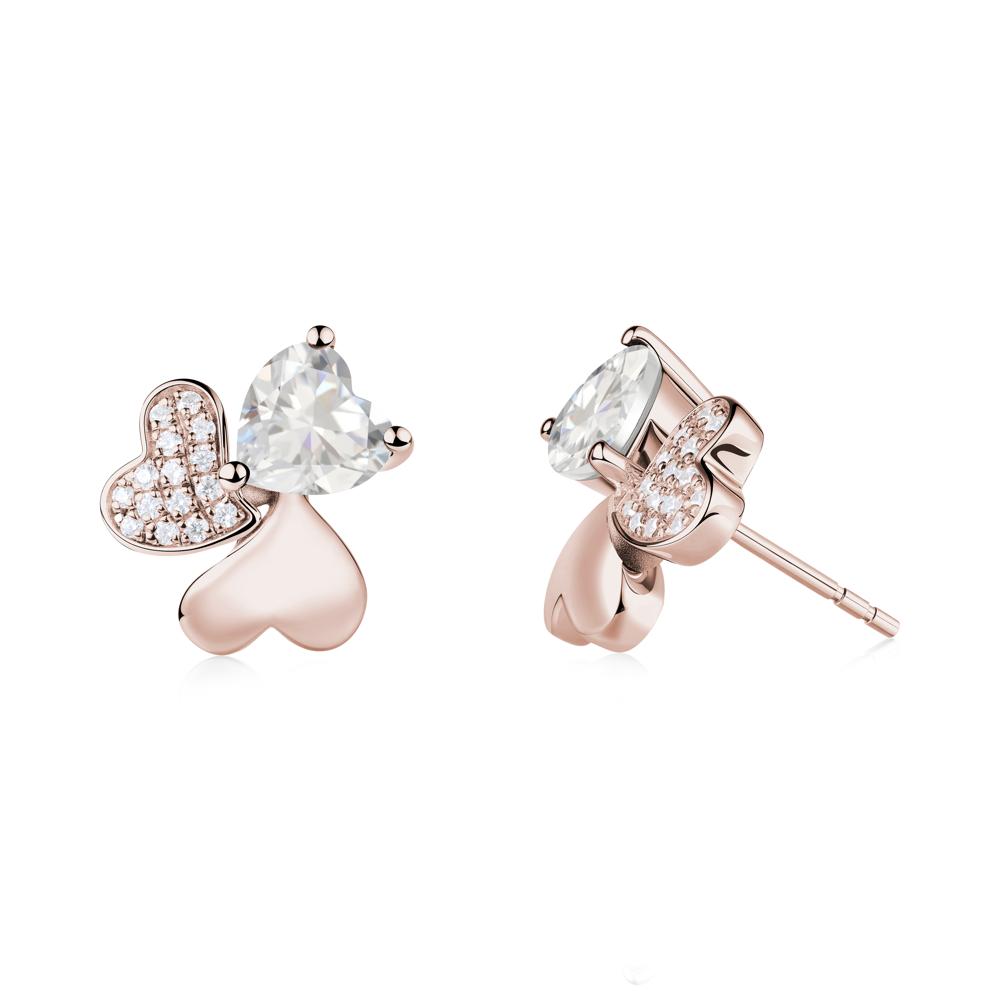 Cubic Zirconia Shamrock Stud Earrings - LUO Jewelry #metal_14k rose gold