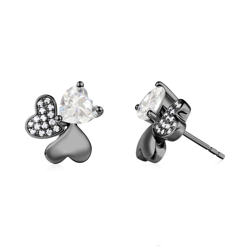 Cubic Zirconia Shamrock Stud Earrings - LUO Jewelry #metal_black finish sterling silver