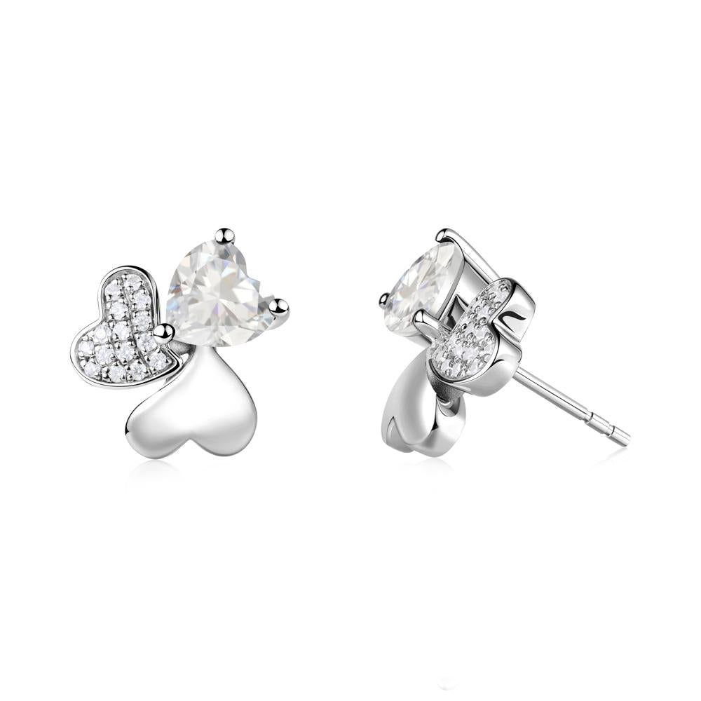 Cubic Zirconia Shamrock Stud Earrings - LUO Jewelry #metal_sterling silver