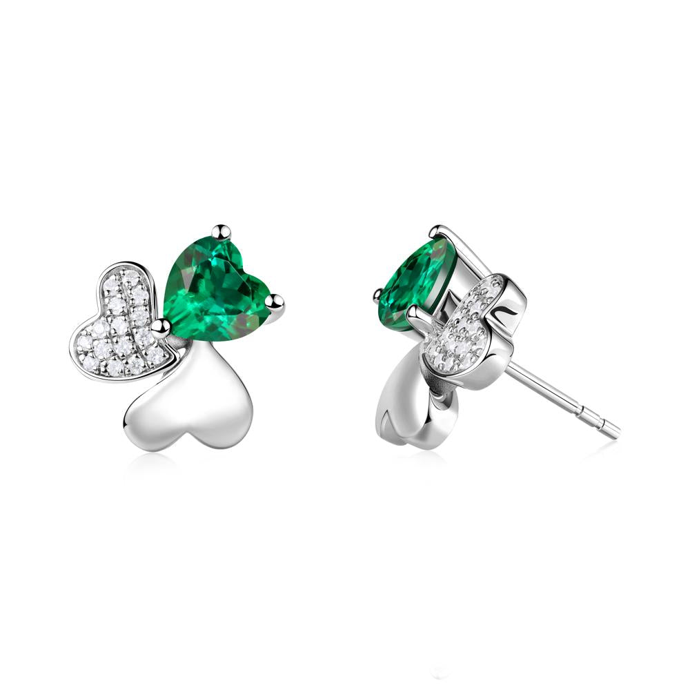 Emerald Shamrock Stud Earrings - LUO Jewelry #metal_18k white gold