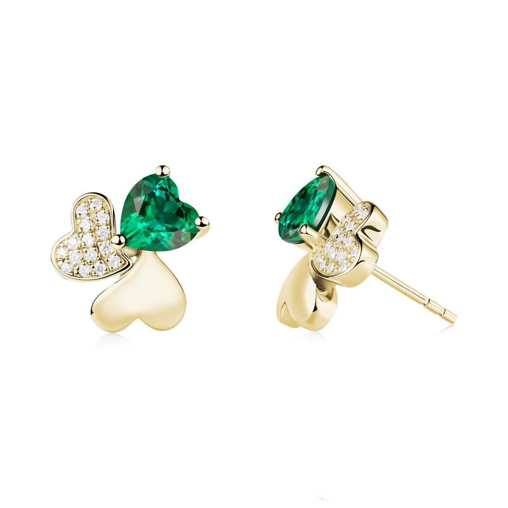 Emerald Shamrock Stud Earrings - LUO Jewelry #metal_18k yellow gold