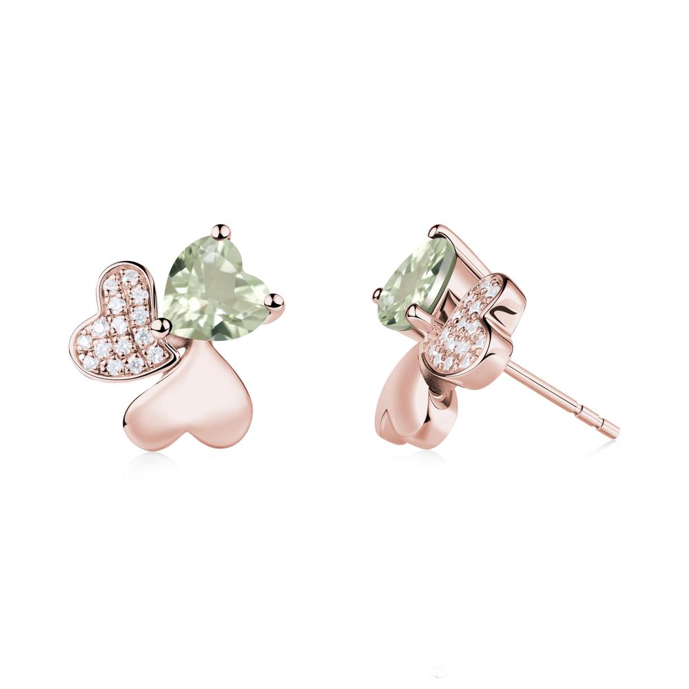 Green Amethyst Shamrock Stud Earrings - LUO Jewelry #metal_18k rose gold