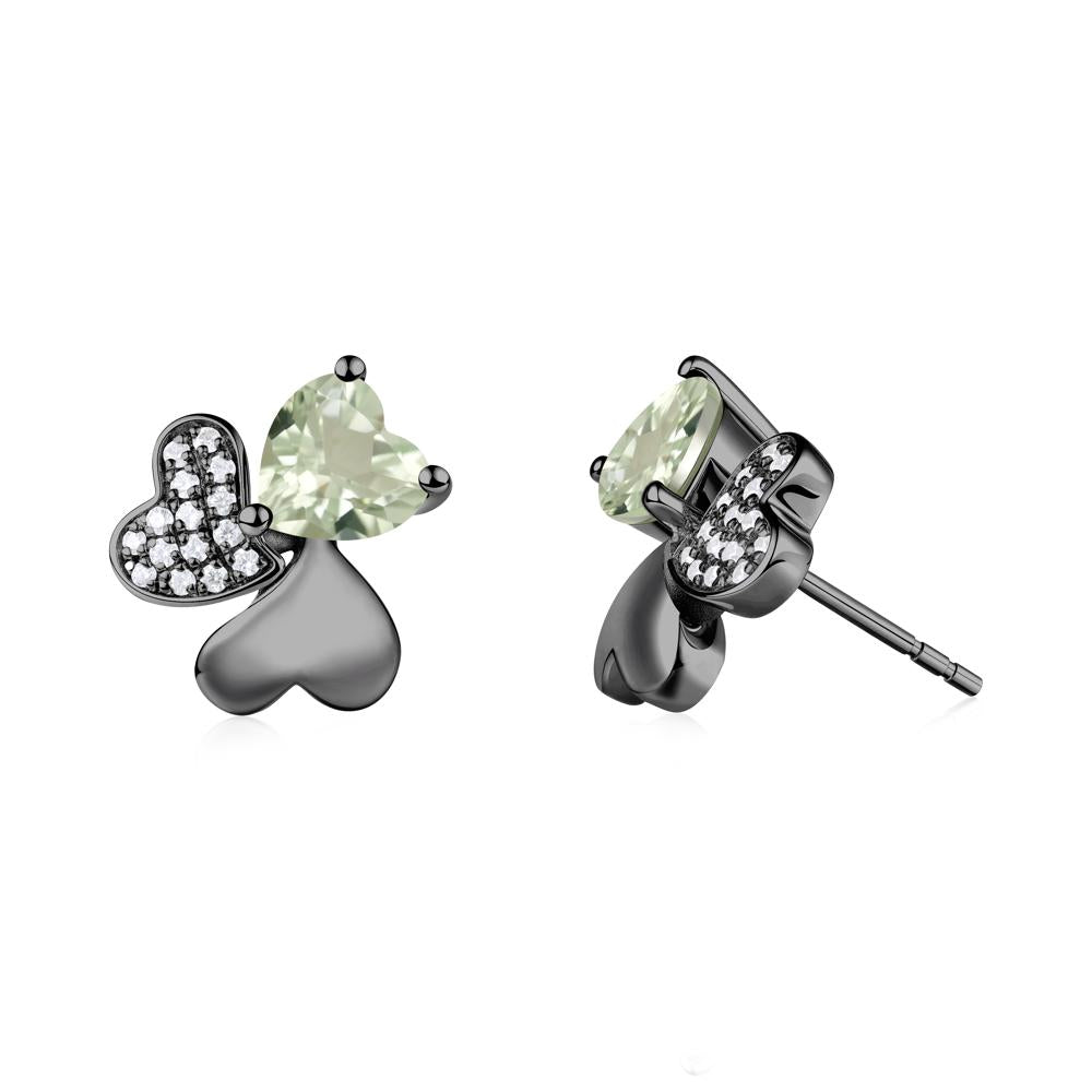 Green Amethyst Shamrock Stud Earrings - LUO Jewelry #metal_black finish sterling silver