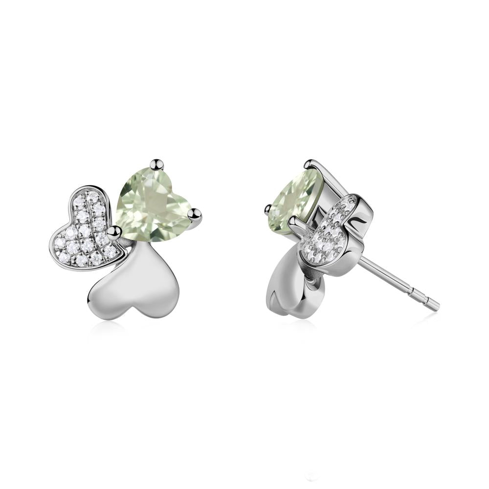 Green Amethyst Shamrock Stud Earrings - LUO Jewelry #metal_platinum