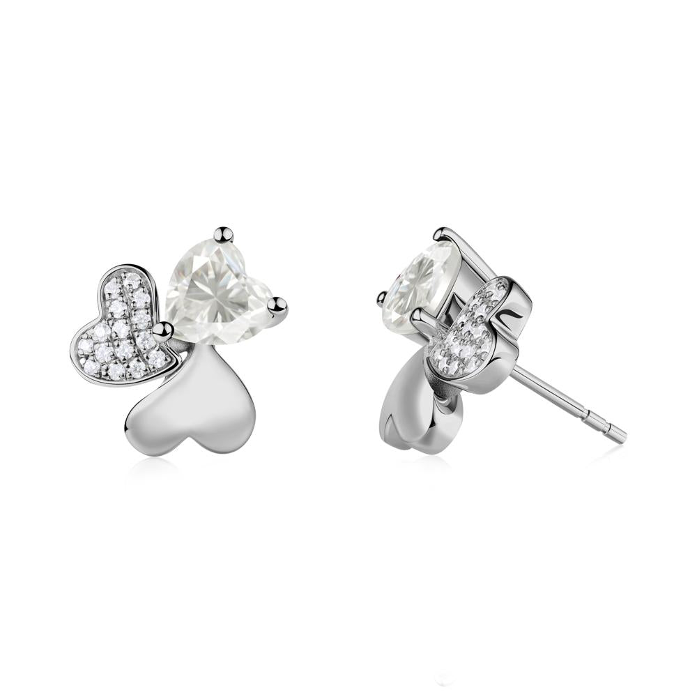 Moissanite Heart Shape Shamrock Earrings - LUO Jewelry #metal_platinum