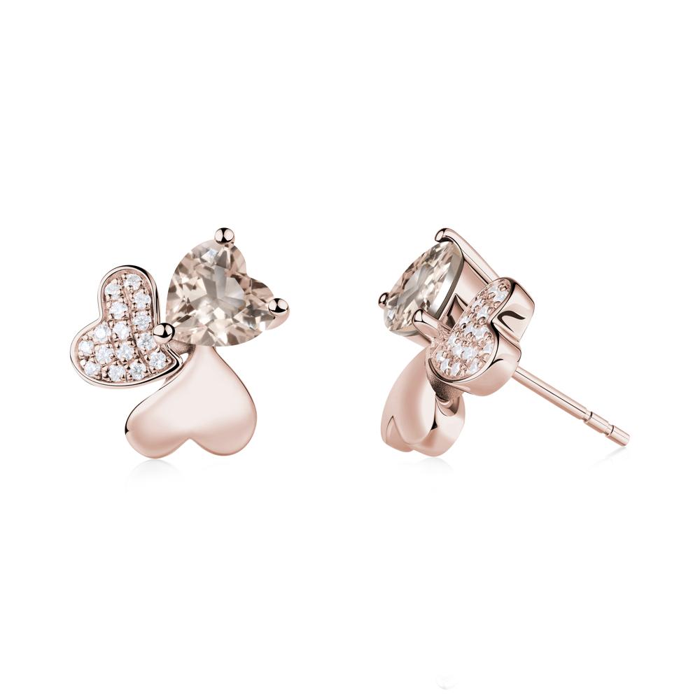 Morganite Heart Shape Shamrock Earrings - LUO Jewelry #metal_14k rose gold