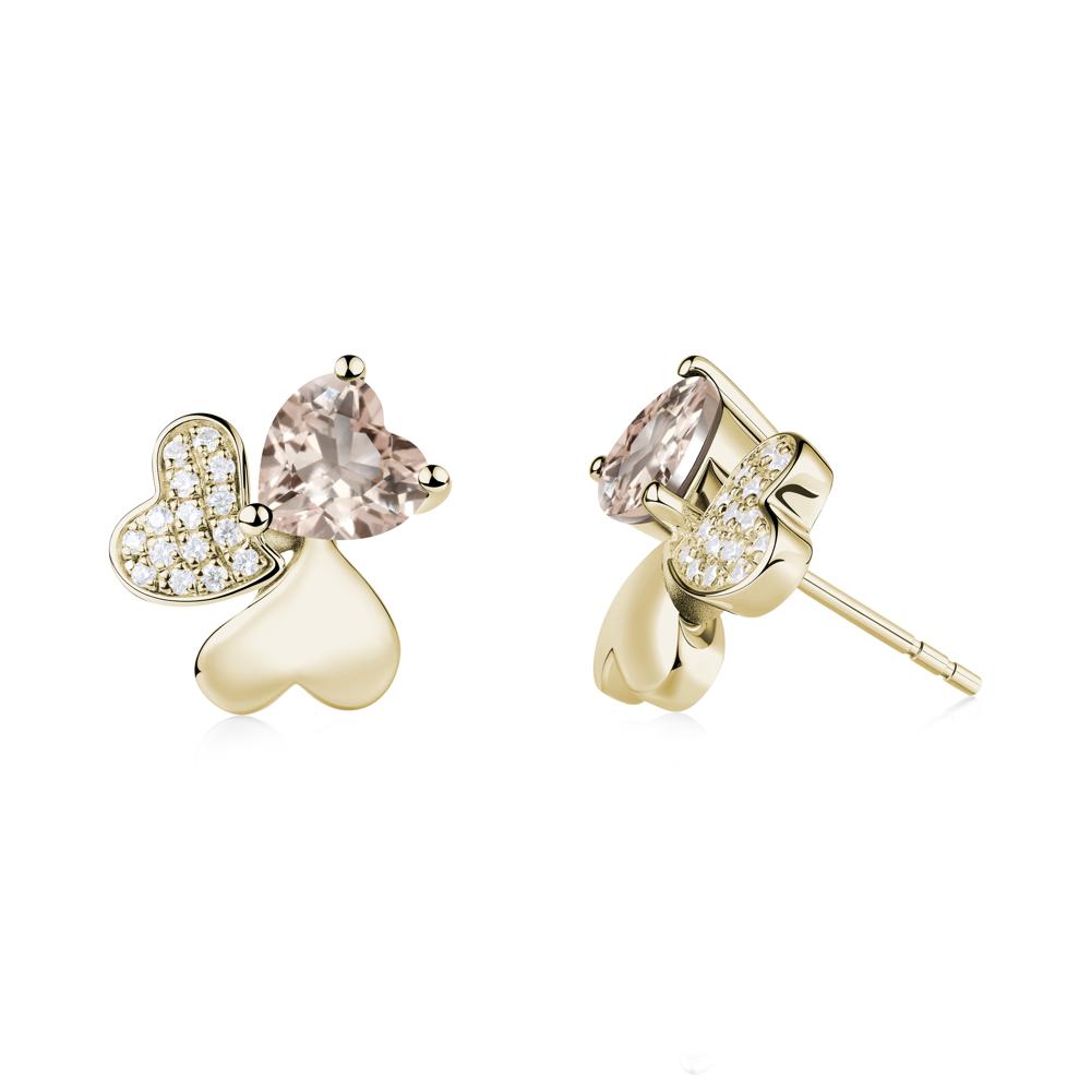 Morganite Heart Shape Shamrock Earrings - LUO Jewelry #metal_14k yellow gold