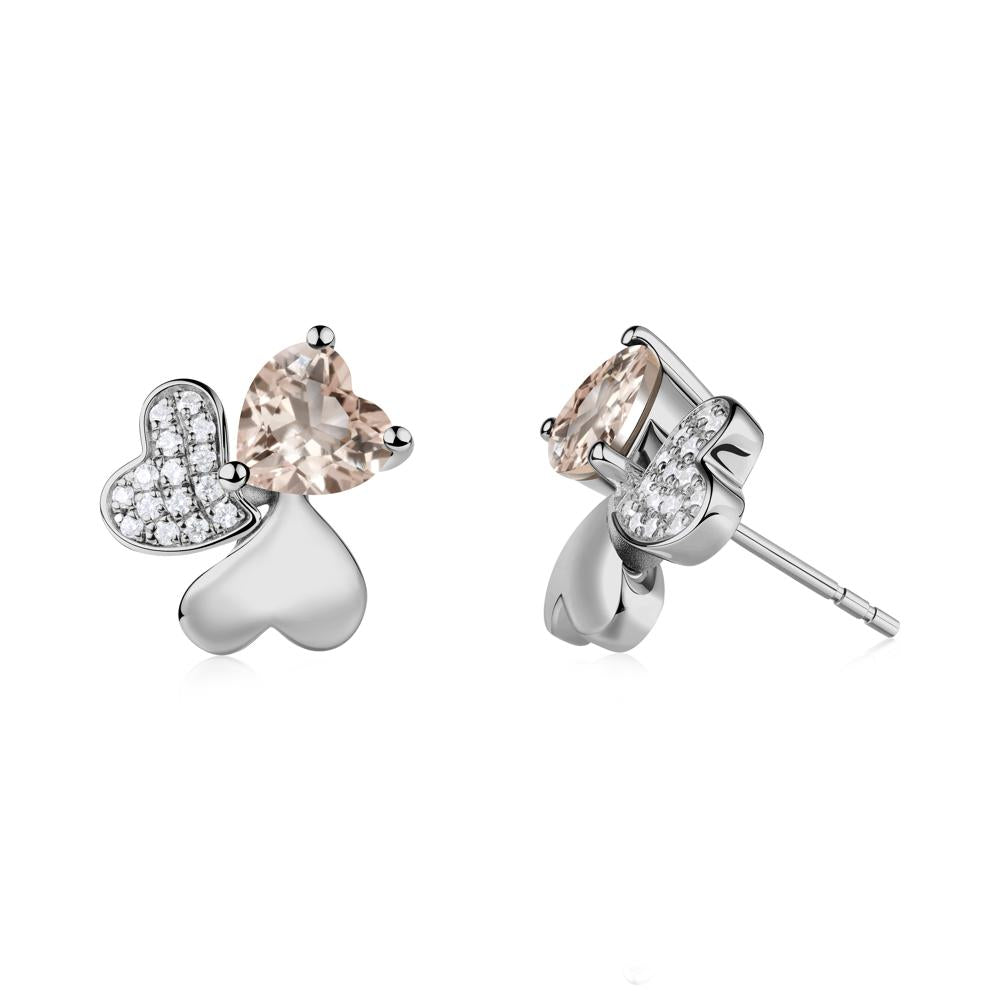 Morganite Heart Shape Shamrock Earrings - LUO Jewelry #metal_platinum