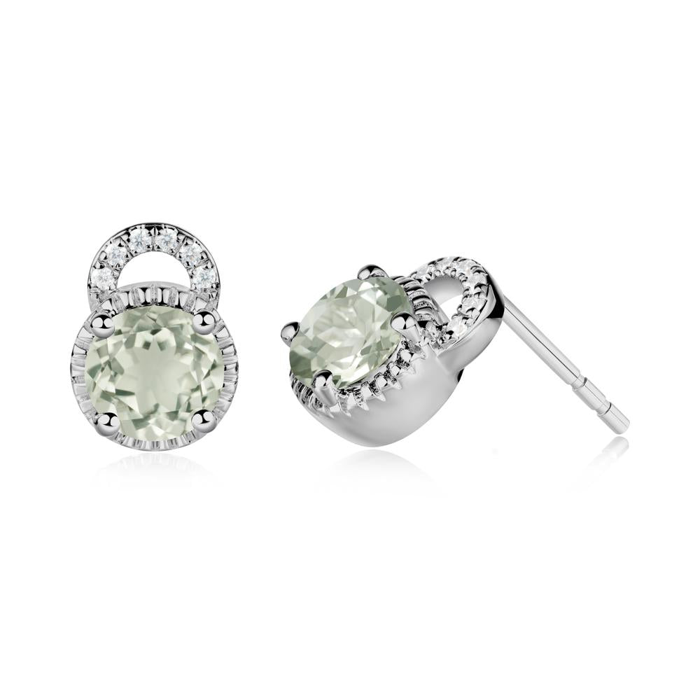 Green Amethyst Earrings with Sculpted Halo - LUO Jewelry #metal_platinum