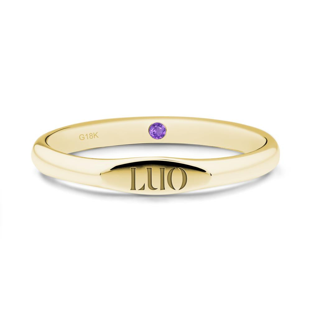 Hidden Amethyst Signet Ring - LUO Jewelry #metal_18k yellow gold