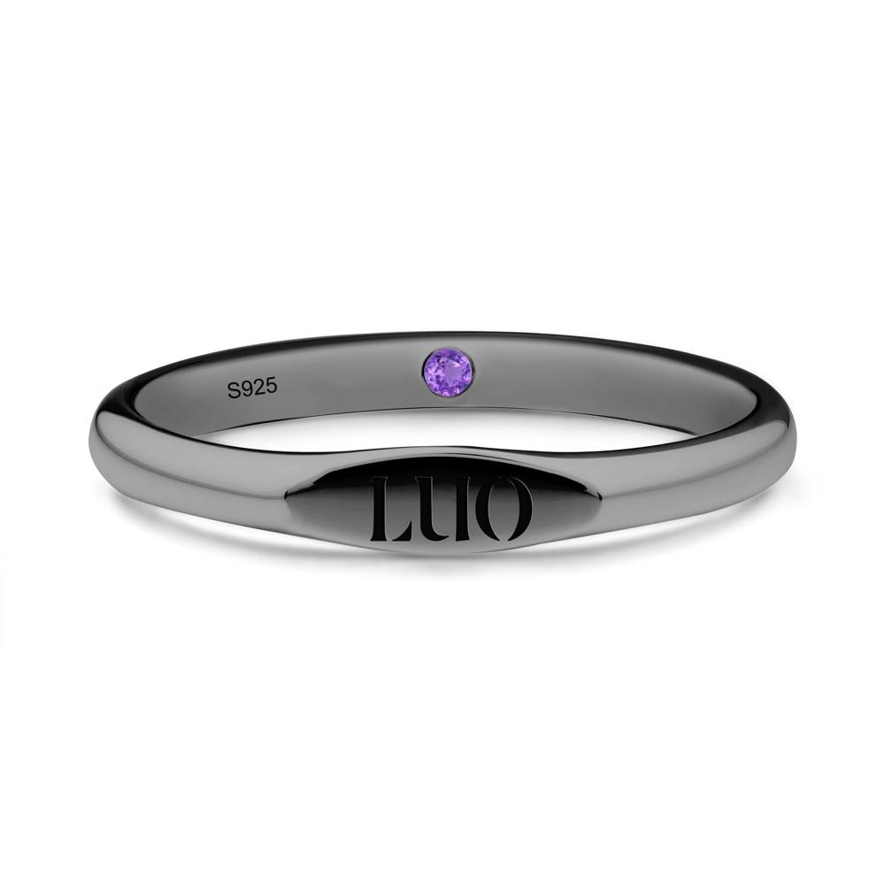Hidden Amethyst Signet Ring - LUO Jewelry #metal_black finish sterling silver