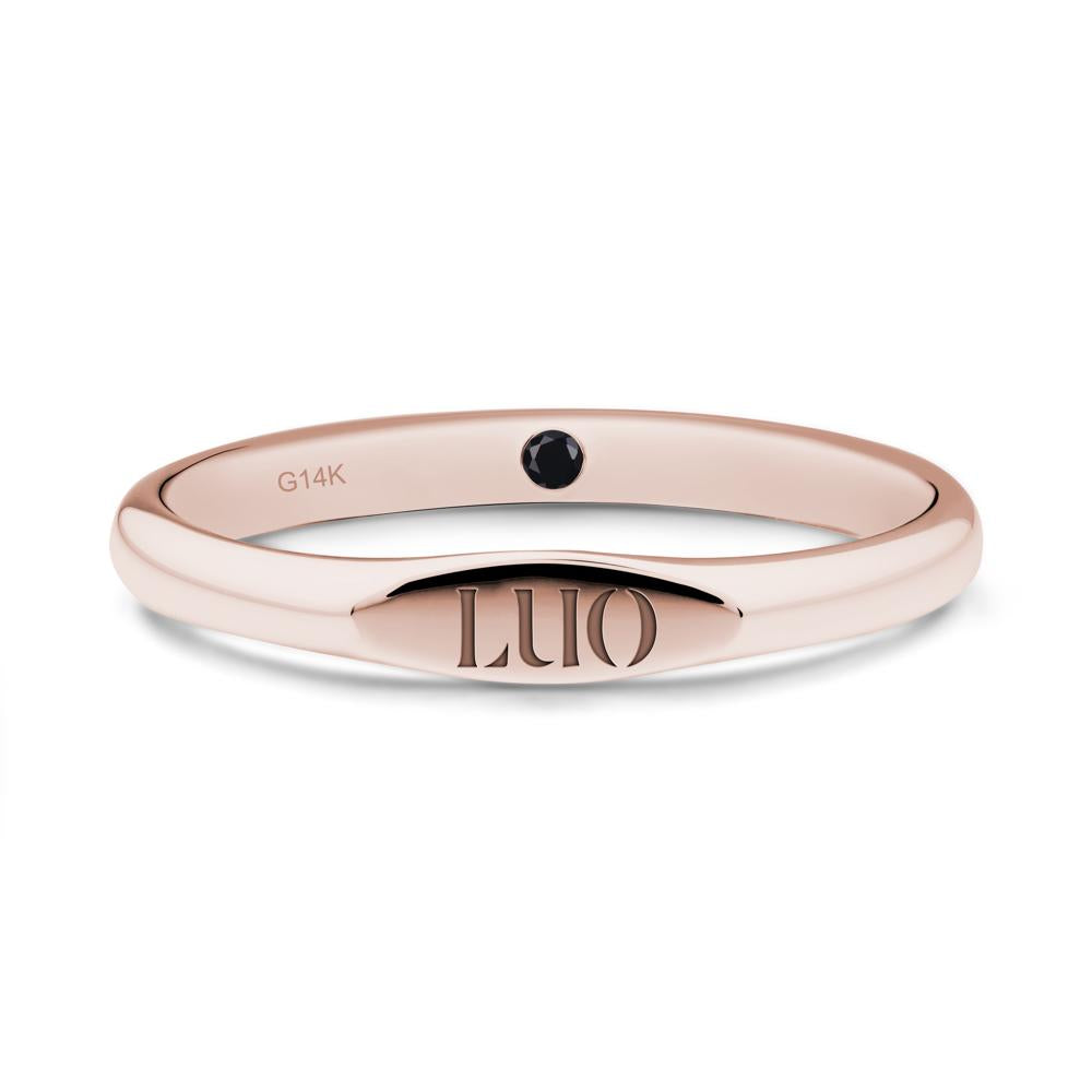 Signet Ring with Hidden Black Spinel - LUO Jewelry #metal_14k rose gold