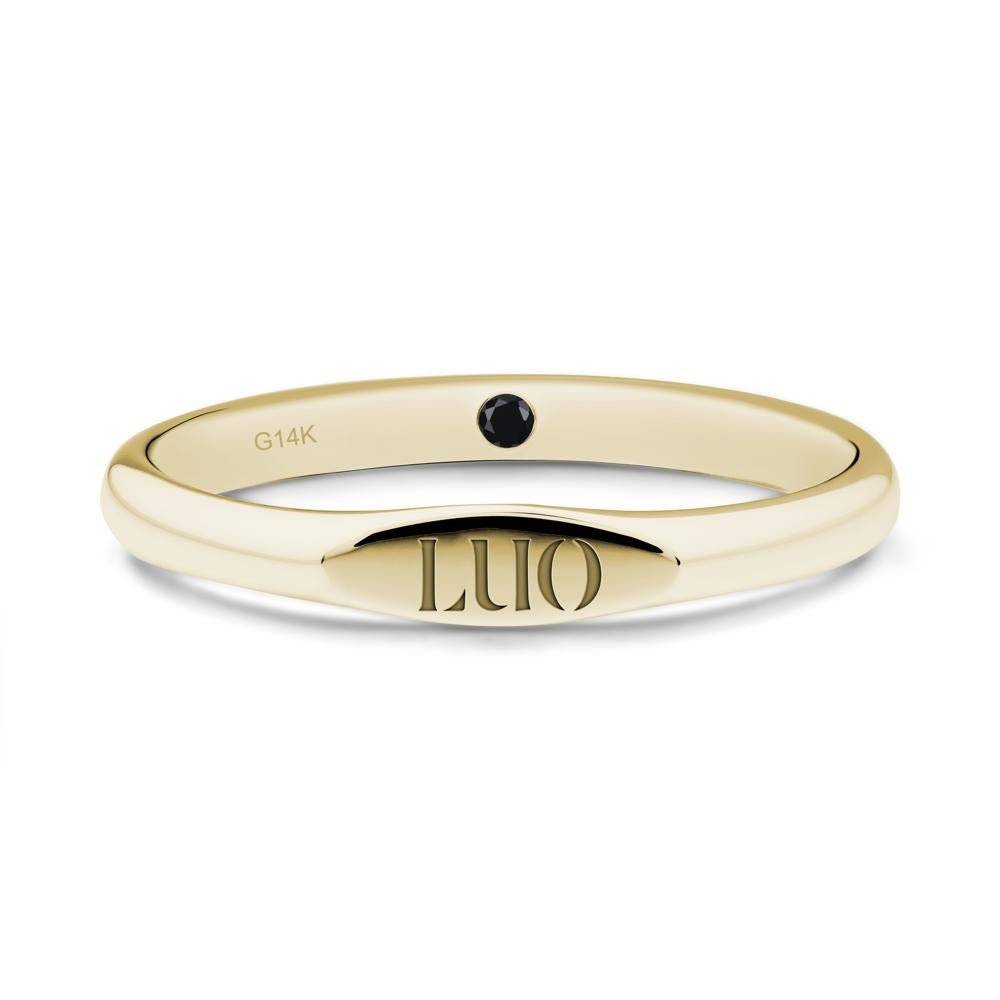 Signet Ring with Hidden Black Spinel - LUO Jewelry #metal_14k yellow gold