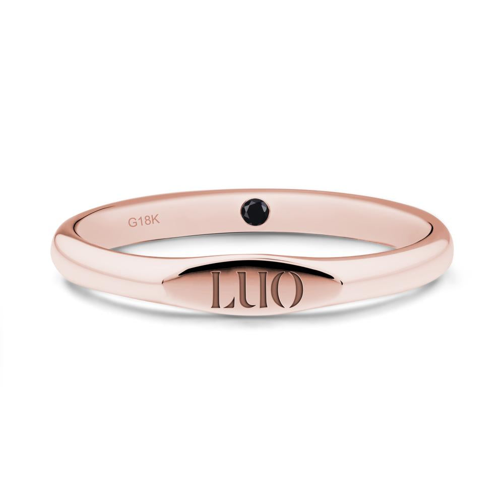Signet Ring with Hidden Black Spinel - LUO Jewelry #metal_18k rose gold