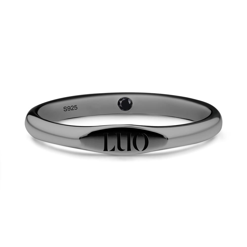 Signet Ring with Hidden Black Spinel - LUO Jewelry #metal_black finish sterling silver