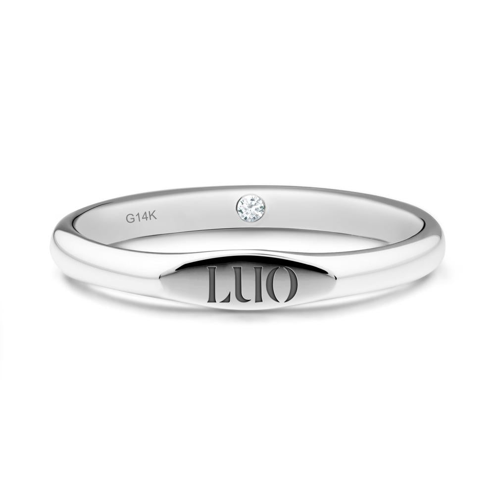 Signet Ring with Hidden Diamond - LUO Jewelry #metal_14k white gold