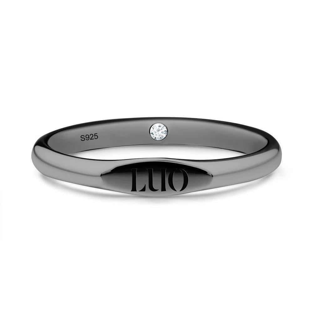 Signet Ring with Hidden Diamond - LUO Jewelry #metal_black finish sterling silver