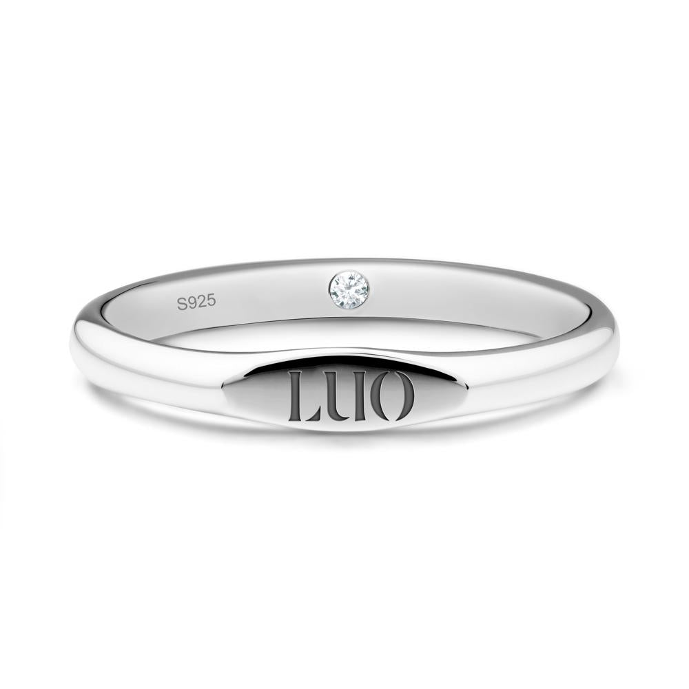 Signet Ring with Hidden Diamond - LUO Jewelry #metal_sterling silver