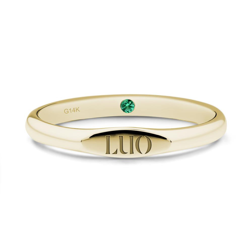 Hidden Emerald Signet Ring - LUO Jewelry #metal_14k yellow gold
