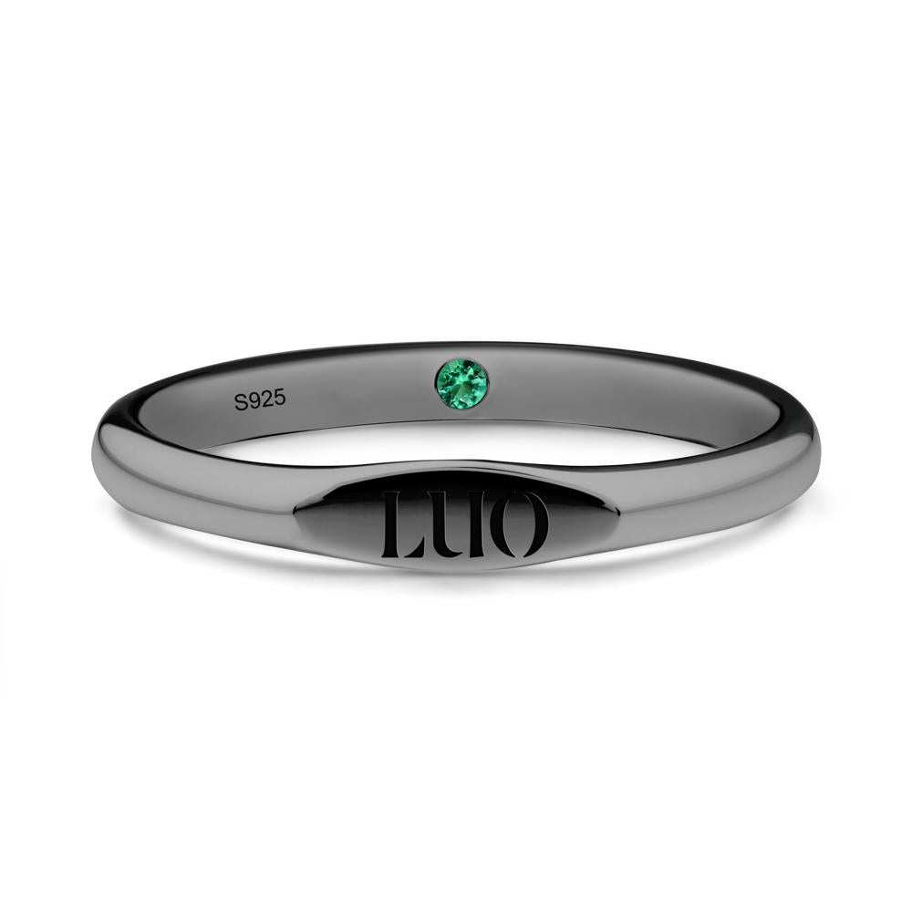 Hidden Emerald Signet Ring - LUO Jewelry #metal_black finish sterling silver