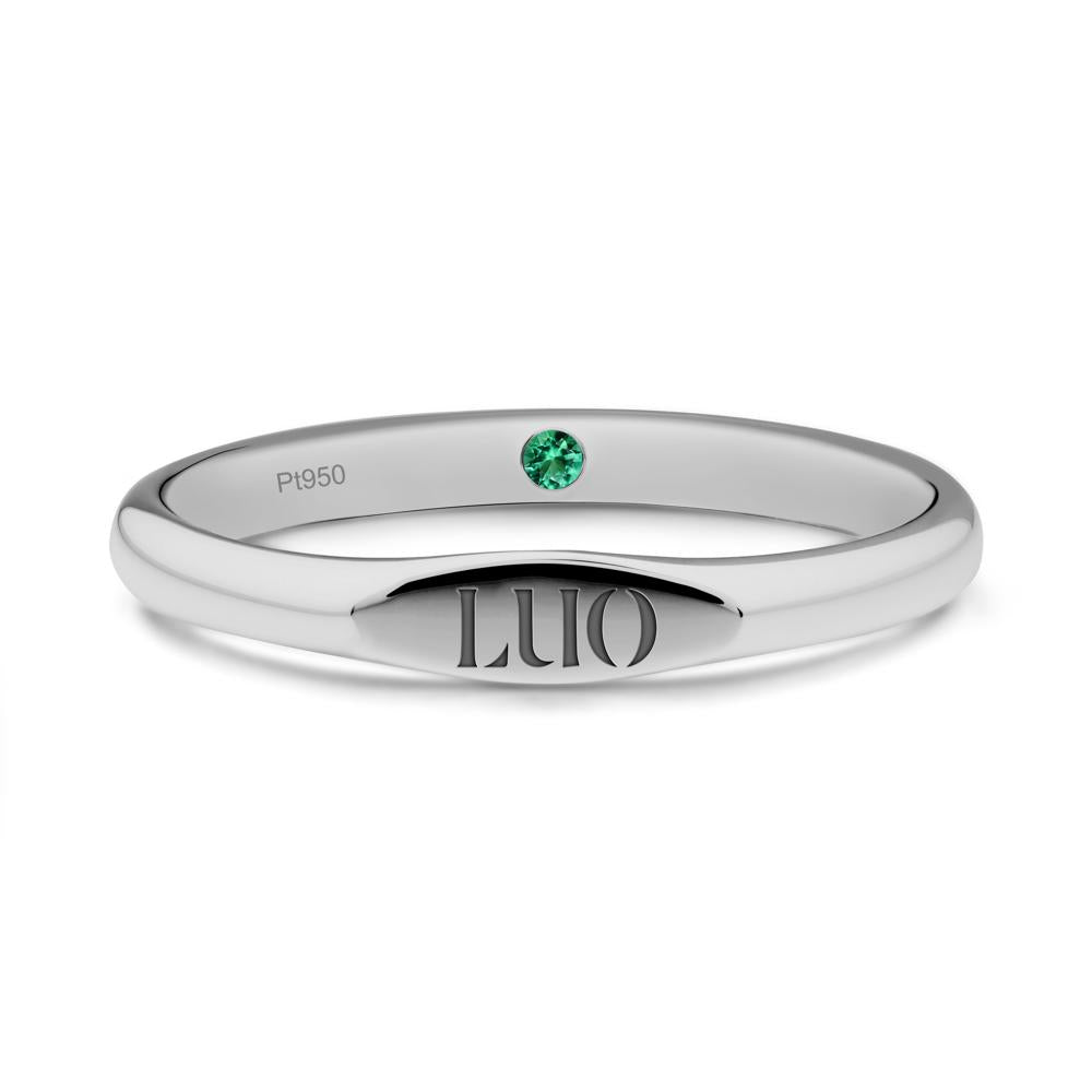 Hidden Emerald Signet Ring - LUO Jewelry #metal_platinum