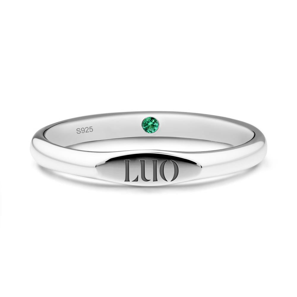 Hidden Emerald Signet Ring - LUO Jewelry #metal_sterling silver