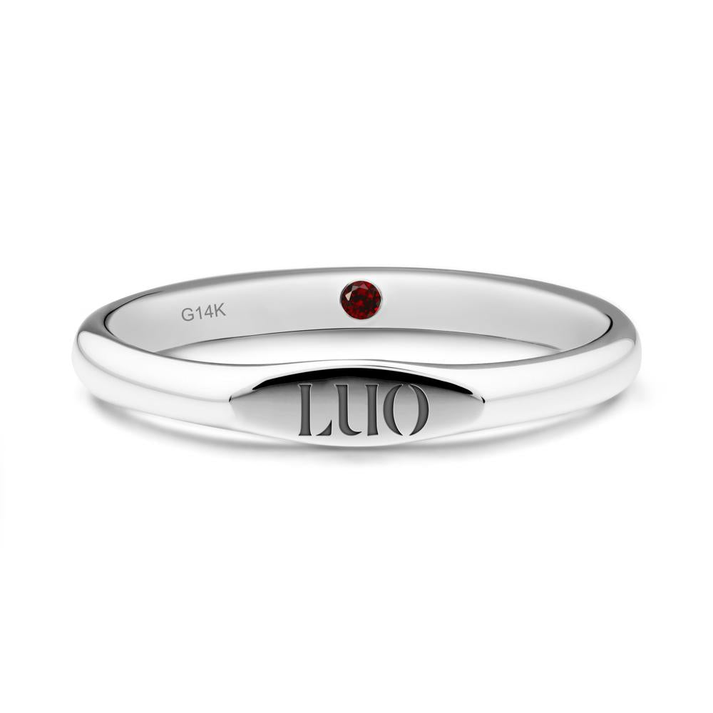 Signet Ring with Hidden Garnet - LUO Jewelry #metal_14k white gold