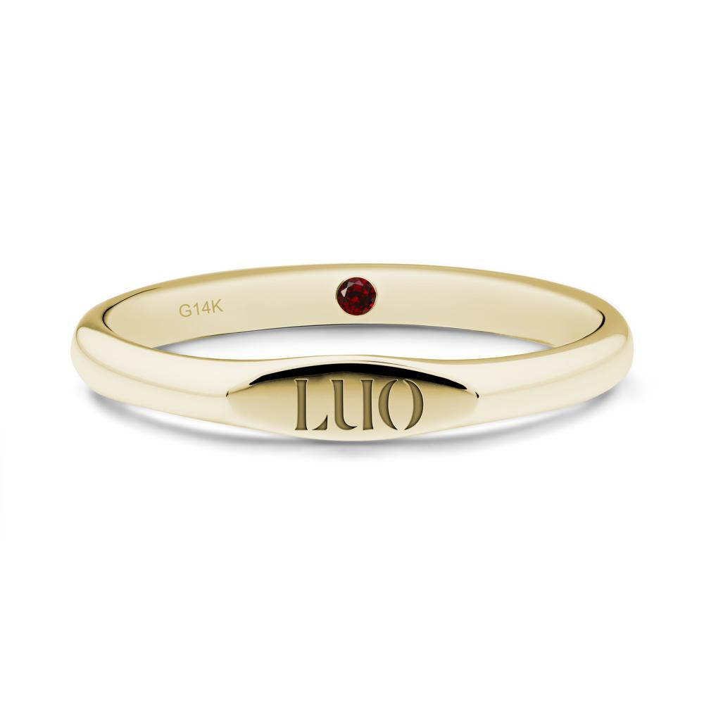 Signet Ring with Hidden Garnet - LUO Jewelry #metal_14k yellow gold
