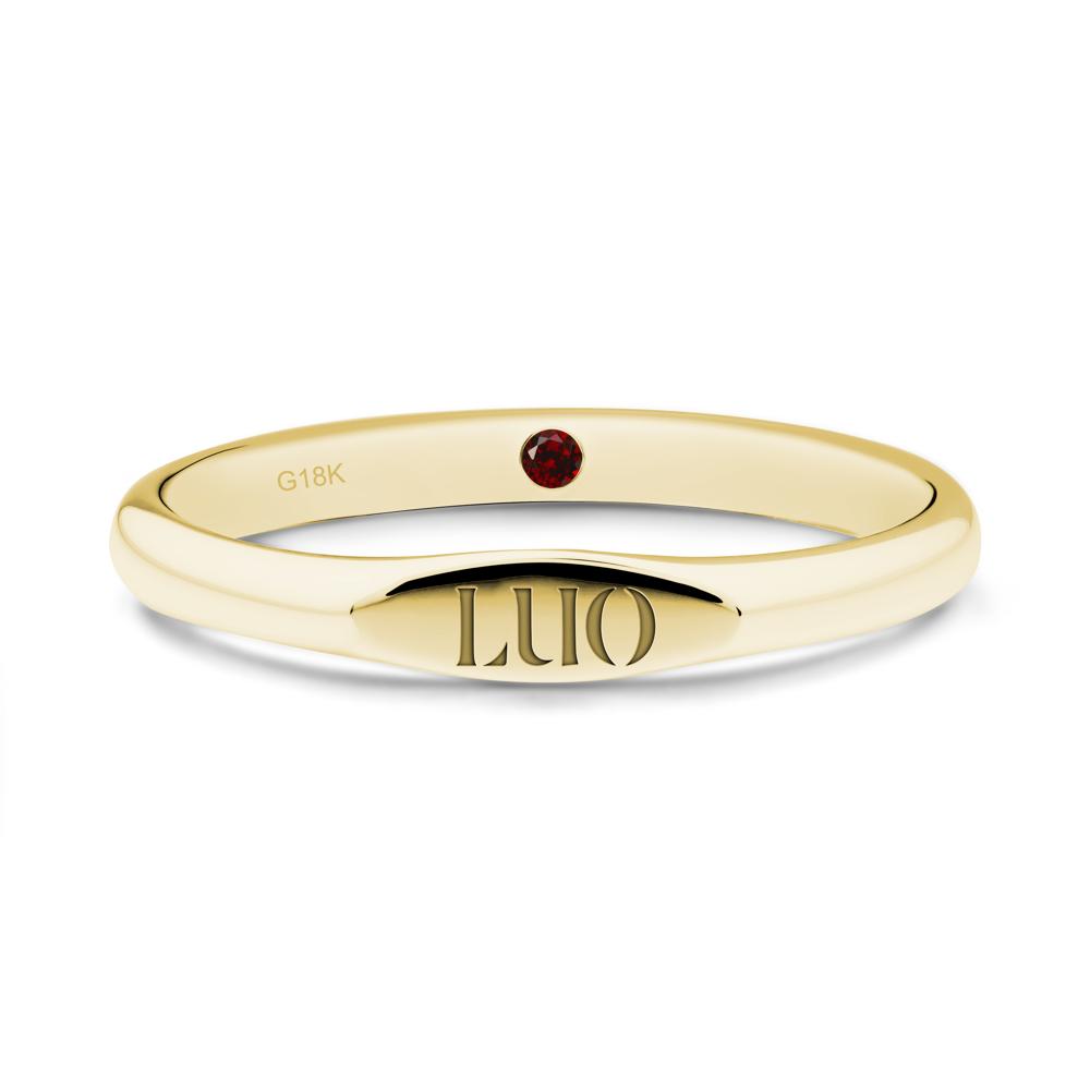 Signet Ring with Hidden Garnet - LUO Jewelry #metal_18k yellow gold