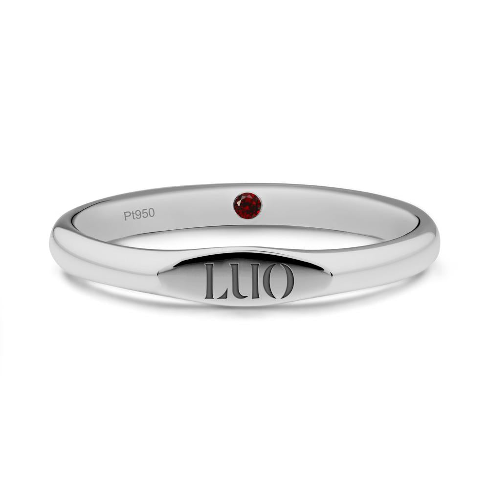 Signet Ring with Hidden Garnet - LUO Jewelry #metal_platinum