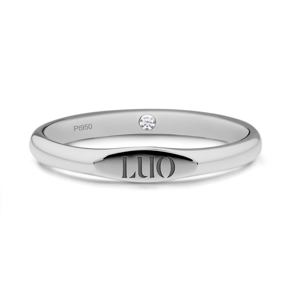Hidden Moissanite Signet Ring - LUO Jewelry #metal_platinum
