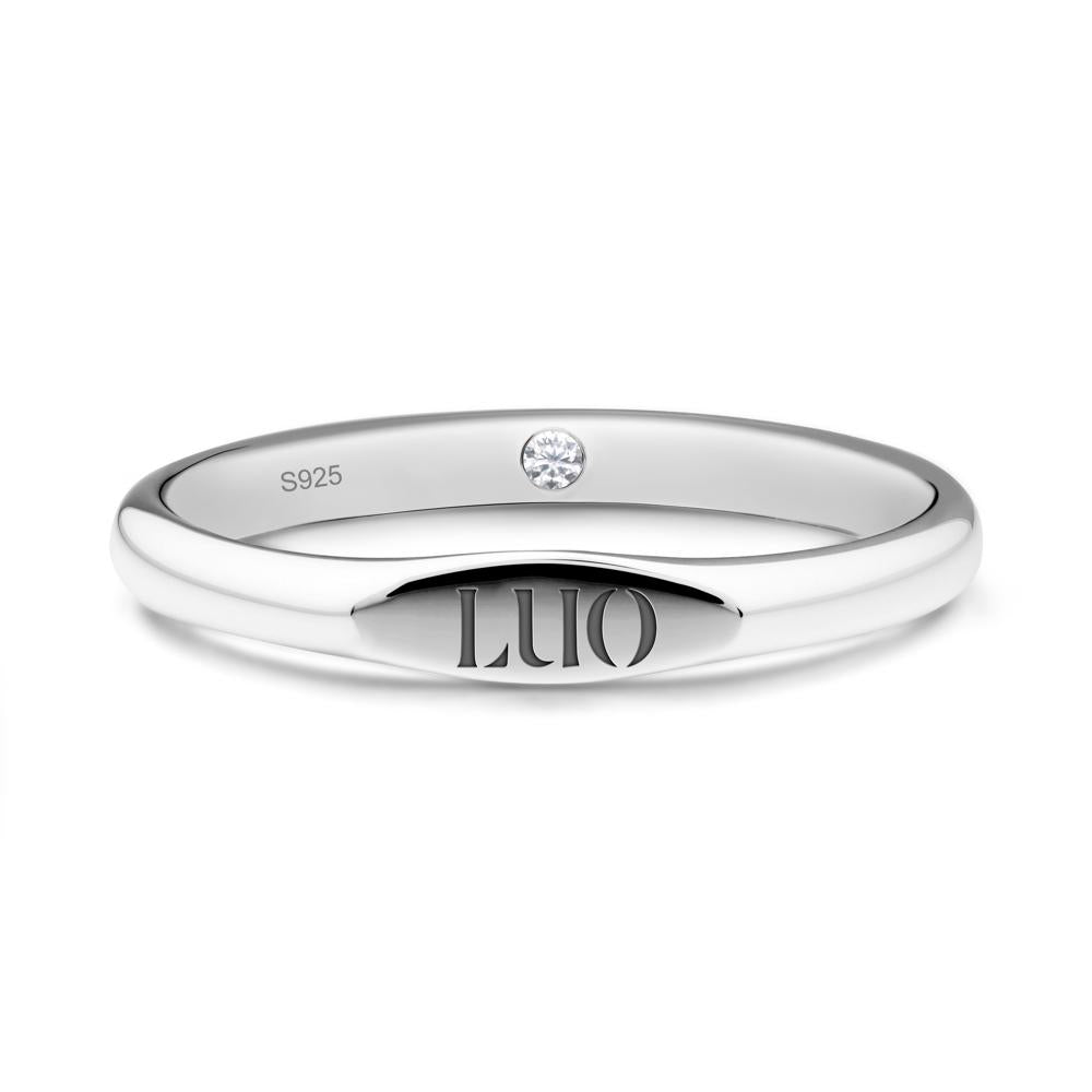 Hidden Moissanite Signet Ring - LUO Jewelry #metal_sterling silver