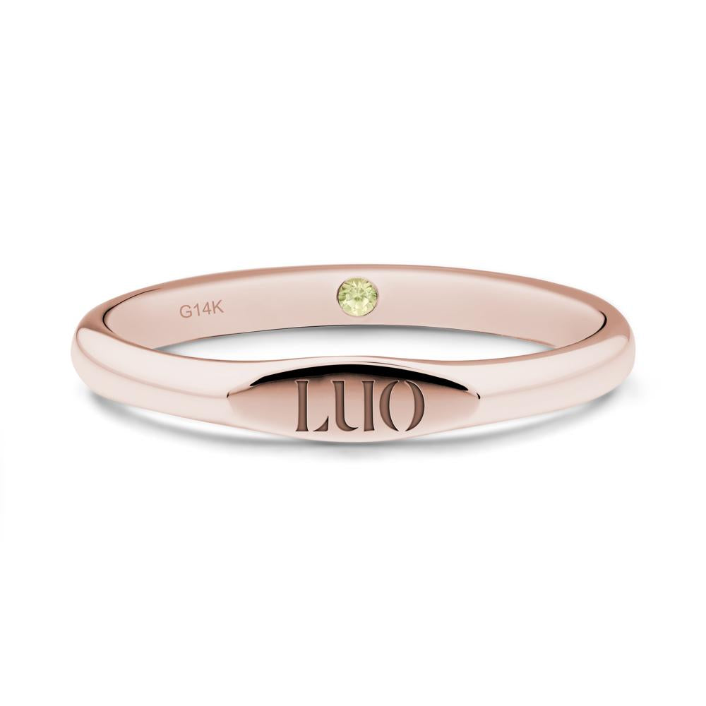 Signet Ring with Hidden Peridot - LUO Jewelry #metal_14k rose gold