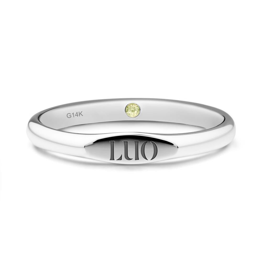 Signet Ring with Hidden Peridot - LUO Jewelry #metal_14k white gold