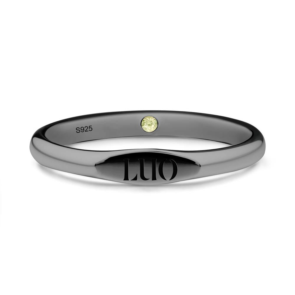 Signet Ring with Hidden Peridot - LUO Jewelry #metal_black finish sterling silver