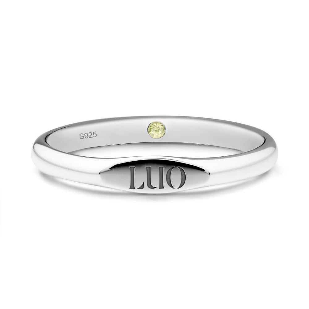 Signet Ring with Hidden Peridot - LUO Jewelry #metal_sterling silver
