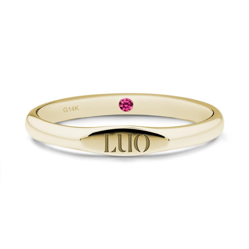 Hidden Ruby Signet Ring - LUO Jewelry #metal_14k yellow gold