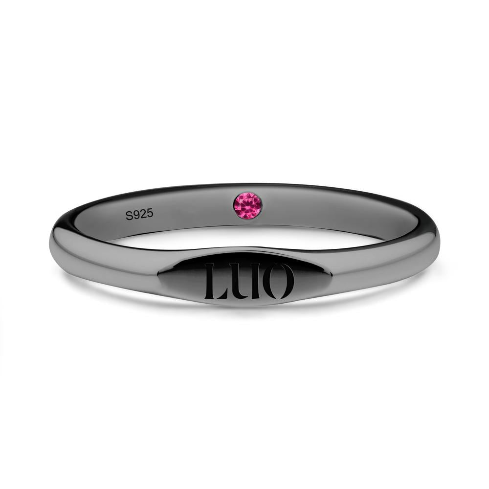 Hidden Ruby Signet Ring - LUO Jewelry #metal_black finish sterling silver