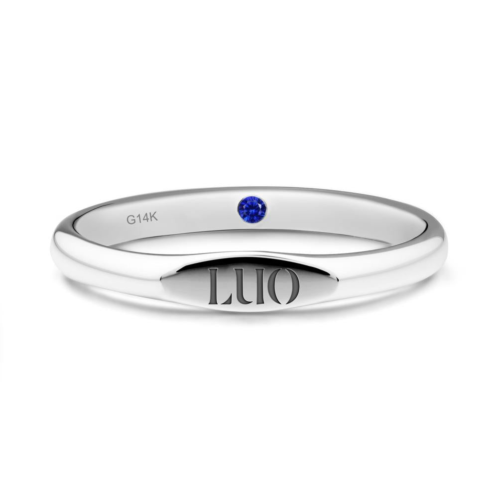 Signet Ring with Hidden Sapphire - LUO Jewelry #metal_14k white gold