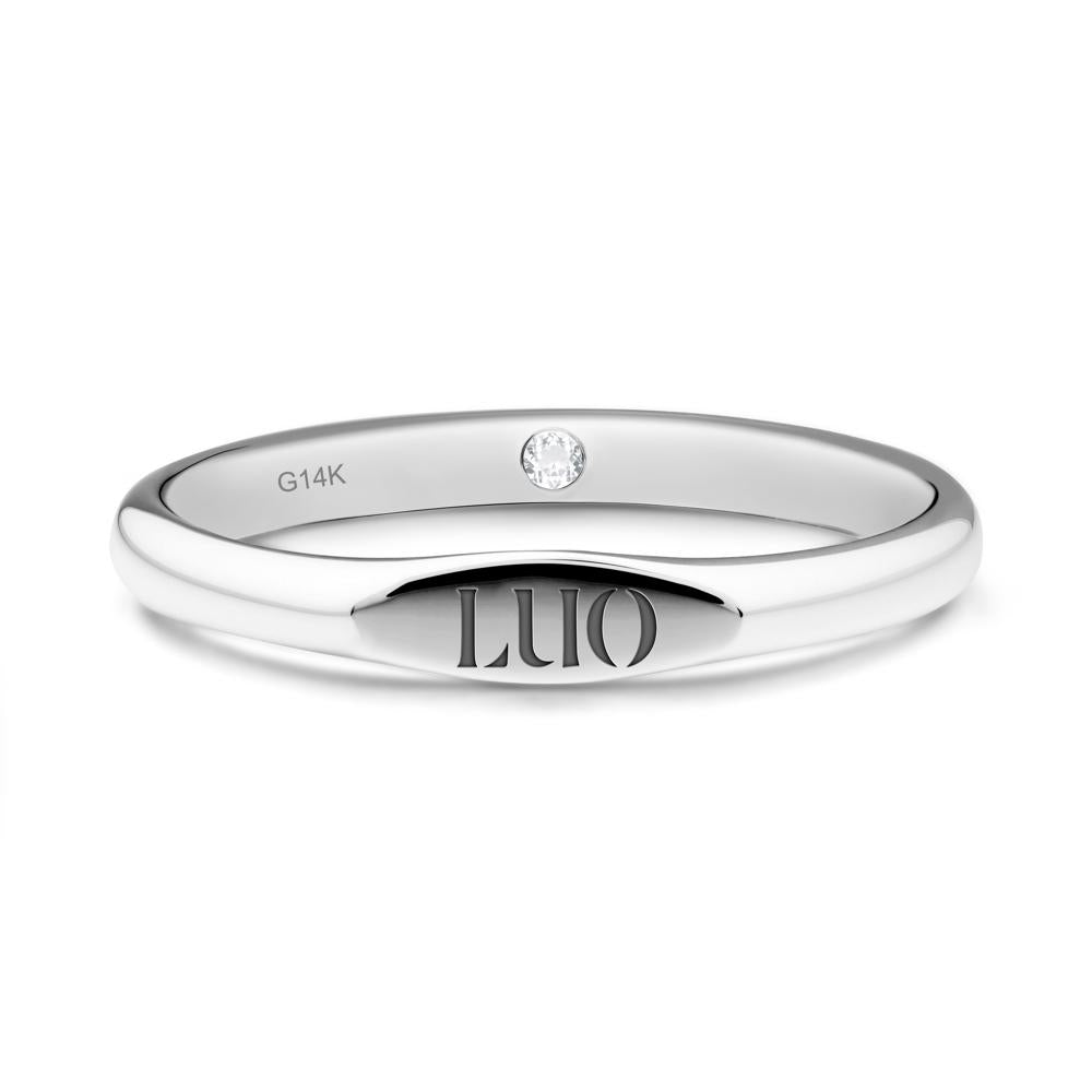 Hidden White Topaz Signet Ring - LUO Jewelry #metal_14k white gold