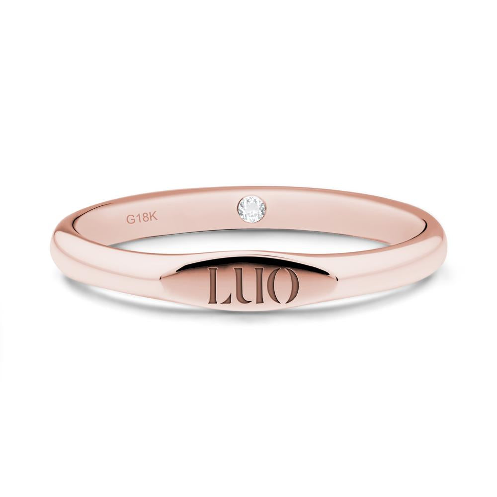 Hidden White Topaz Signet Ring - LUO Jewelry #metal_18k rose gold