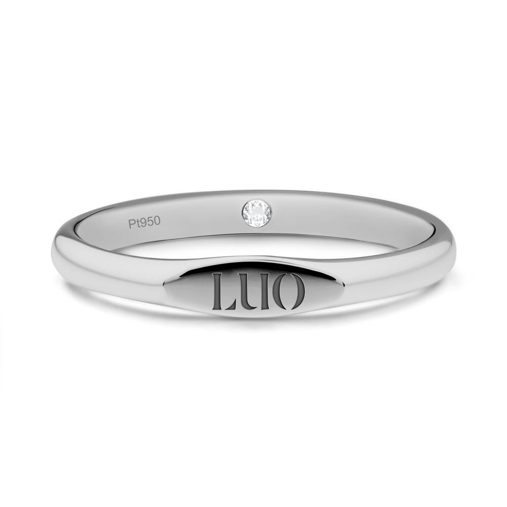 Hidden White Topaz Signet Ring - LUO Jewelry #metal_platinum
