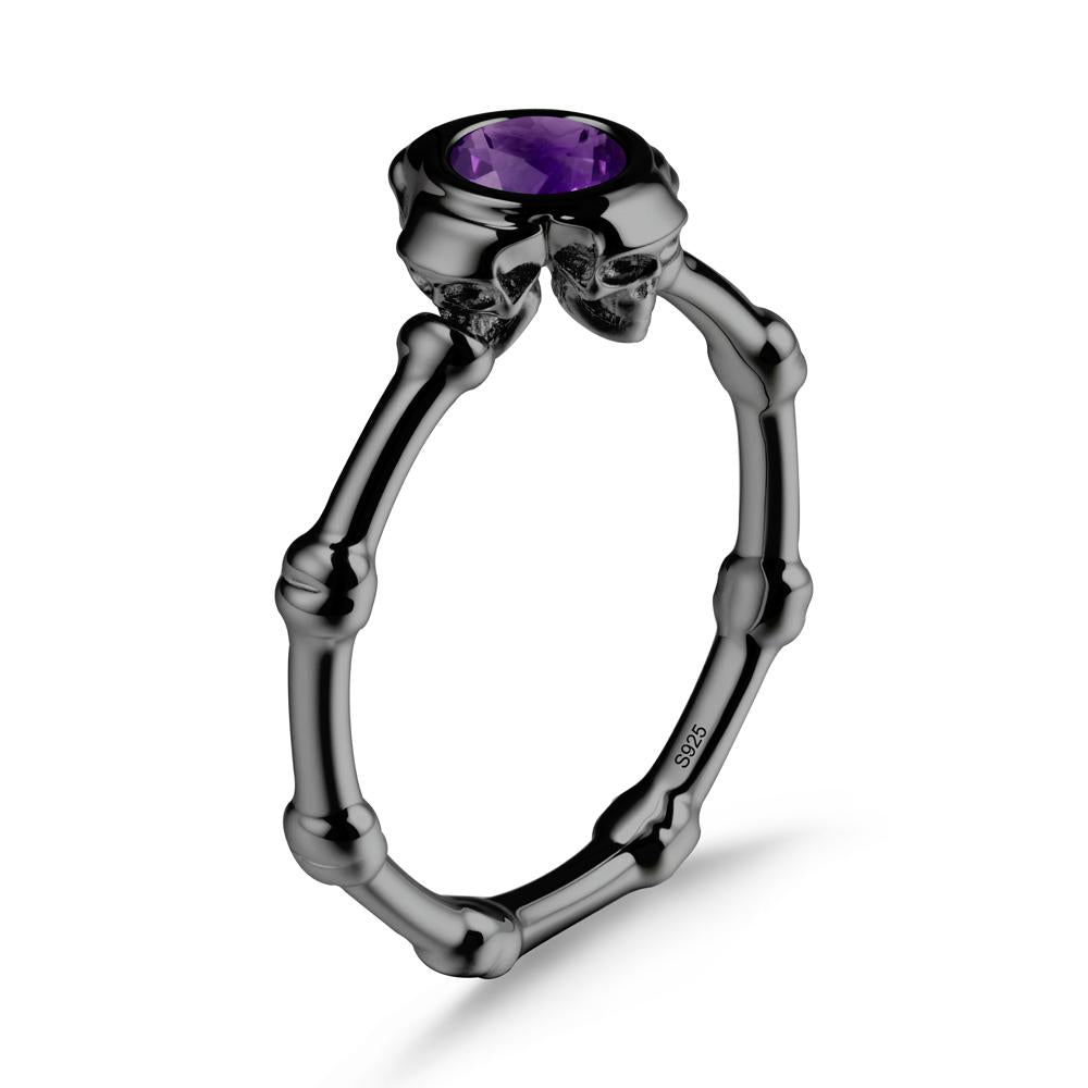 Helloween Amethyst Ring with Skull - LUO Jewelry #metal_black finish sterling silver